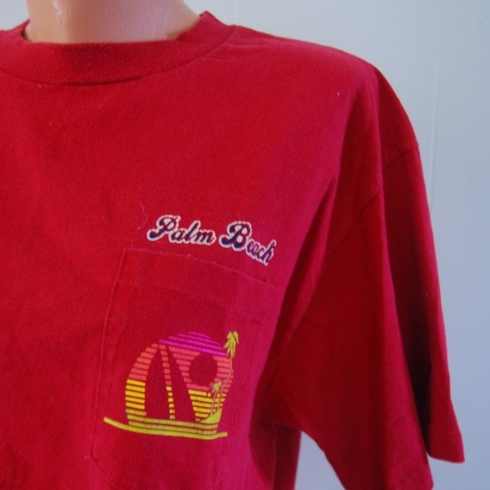 Vintage Palm Beach Tee Frocket TShirt Surf Beach